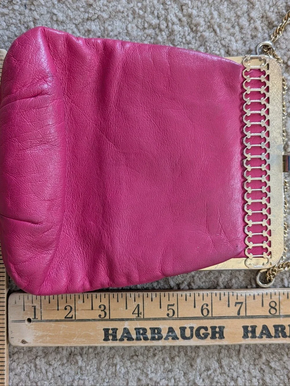 Vintage Pink Faux Leather Chain-Handle Women's Shoulder Bag